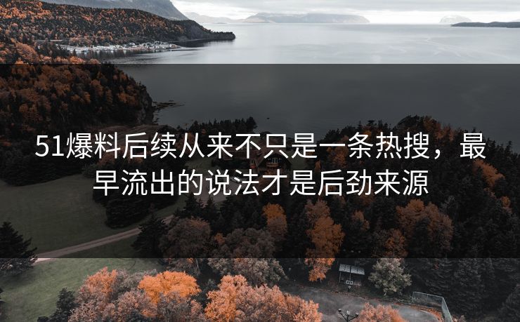 51爆料后续从来不只是一条热搜，最早流出的说法才是后劲来源