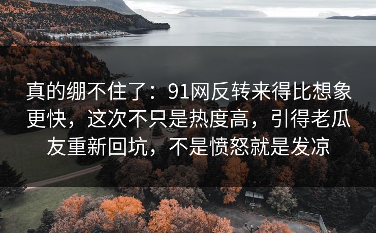 真的绷不住了：91网反转来得比想象更快，这次不只是热度高，引得老瓜友重新回坑，不是愤怒就是发凉