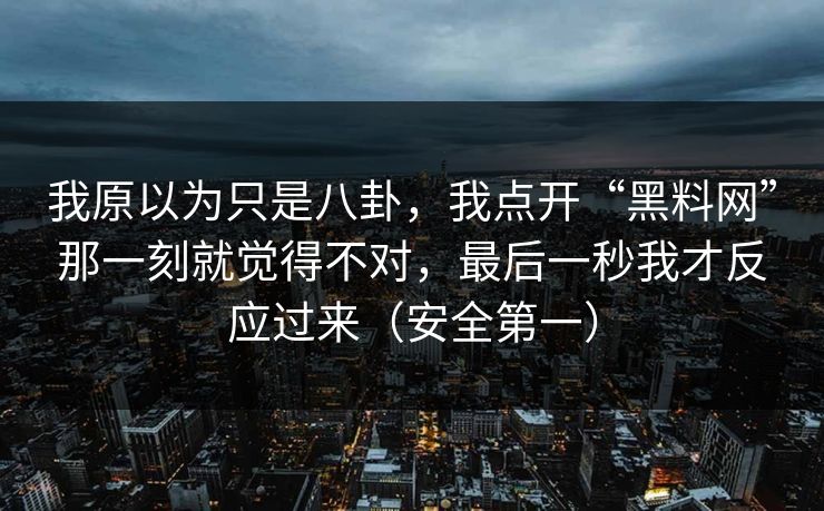 我原以为只是八卦，我点开“黑料网”那一刻就觉得不对，最后一秒我才反应过来（安全第一）