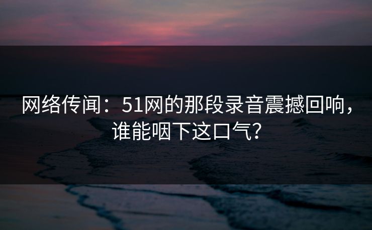 网络传闻：51网的那段录音震撼回响，谁能咽下这口气？