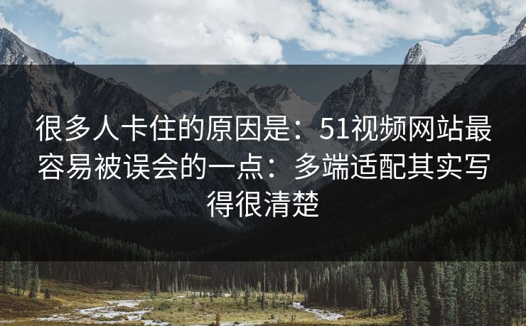 很多人卡住的原因是：51视频网站最容易被误会的一点：多端适配其实写得很清楚