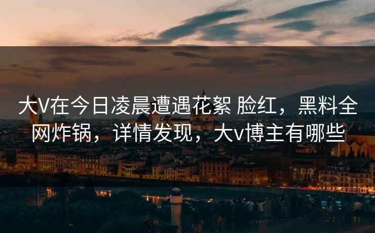 大V在今日凌晨遭遇花絮 脸红，黑料全网炸锅，详情发现，大v博主有哪些