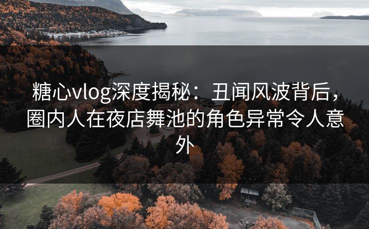糖心vlog深度揭秘：丑闻风波背后，圈内人在夜店舞池的角色异常令人意外