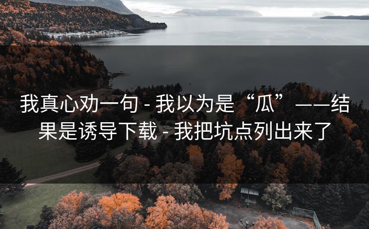 我真心劝一句 - 我以为是“瓜”——结果是诱导下载 - 我把坑点列出来了