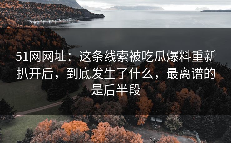 51网网址：这条线索被吃瓜爆料重新扒开后，到底发生了什么，最离谱的是后半段